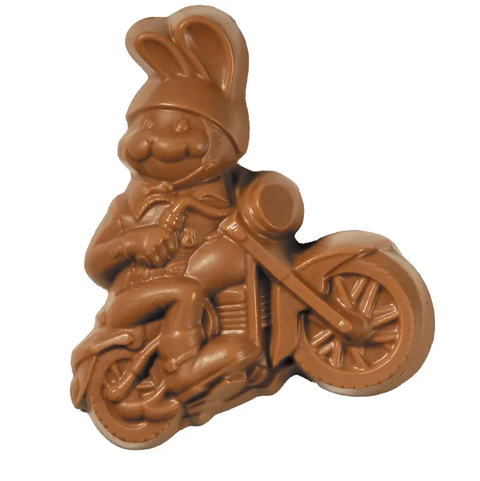 Gertrude Hawk Milk Chocolate Motorcycle Bunny-Half Nuts-Half Nuts