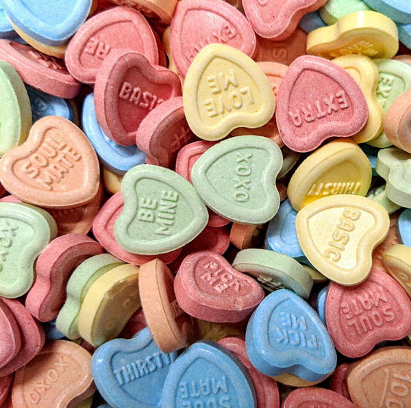 Candy Tangy Conversation Hearts – Half Nuts