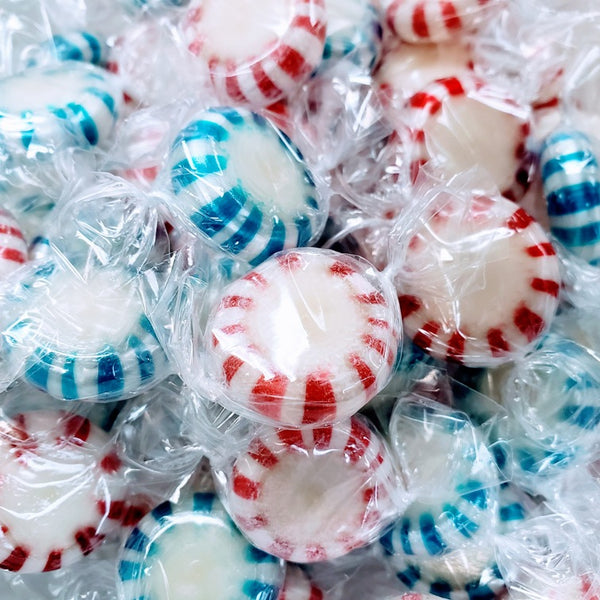 Red, White and Blue Candy Starlight Mints – Half Nuts