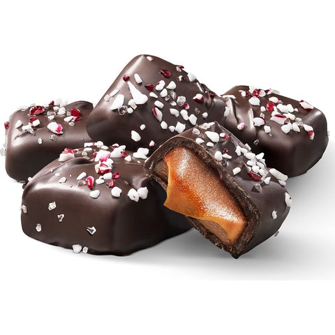 Dark Chocolate Sea Salt Peppermint Caramels-Half Nuts-Half Nuts
