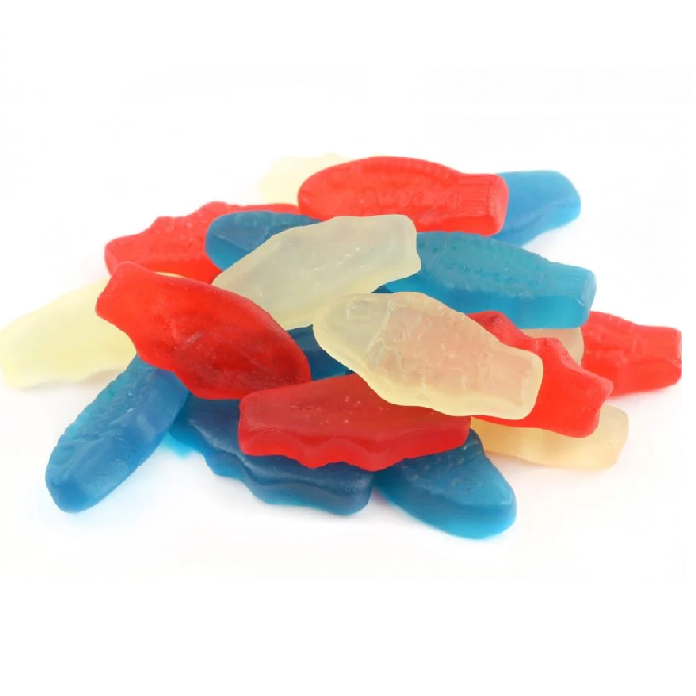 Red, White, and Blue Swedish Fish-Half Nuts-Half Nuts