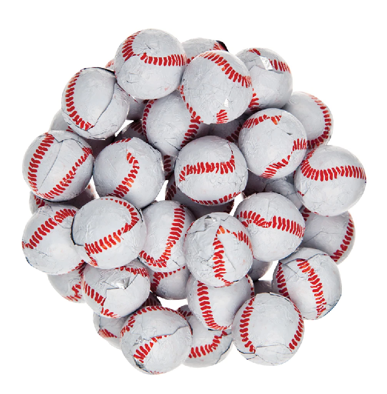 Foiled Milk Chocolate Baseballs-Half Nuts-Half Nuts