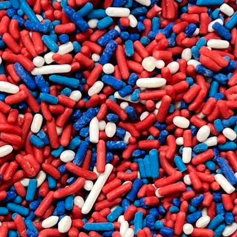 Red, White and Blue Jimmies Sprinkles-Half Nuts-Half Nuts