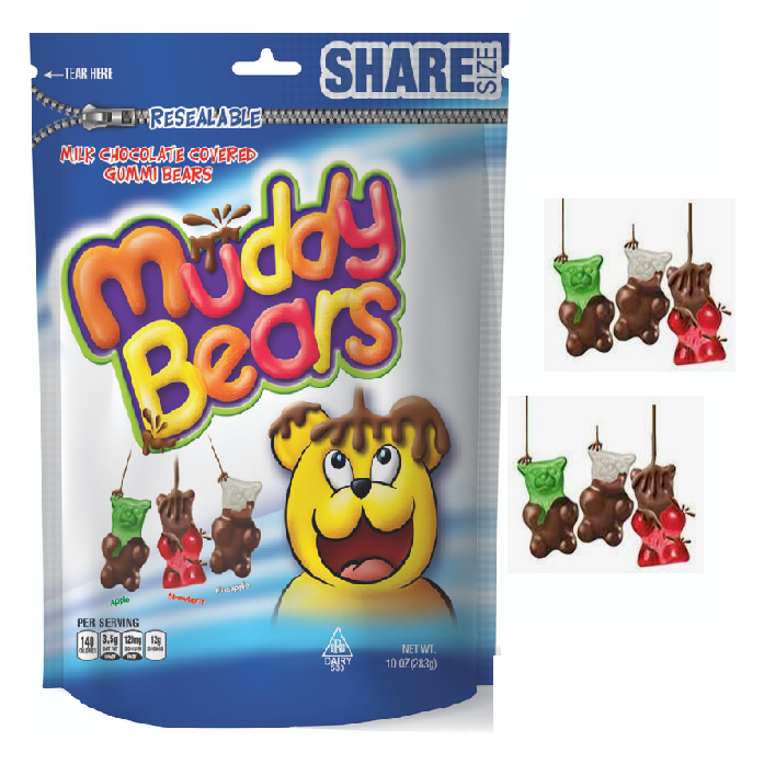 Muddy Bears Chocolate Covered Gummi Bears-Half Nuts-Half Nuts
