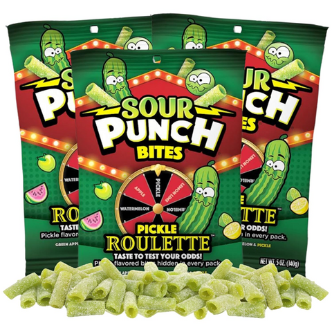 Sour Punch Bites Pickle Roulette-Half Nuts-Half Nuts