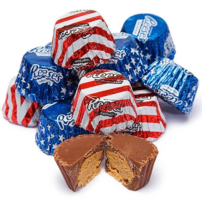 Red, White and Blue Reese's Peanut Butter Cups-Half Nuts-Half Nuts
