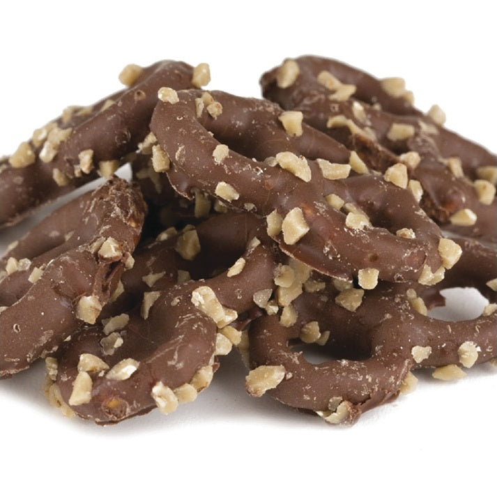Milk Chocolate English Toffee Pretzels-Half Nuts-Half Nuts