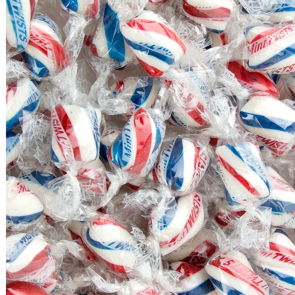 Red, White and Blue Patriotic Peppermint Twists-Half Nuts-Half Nuts