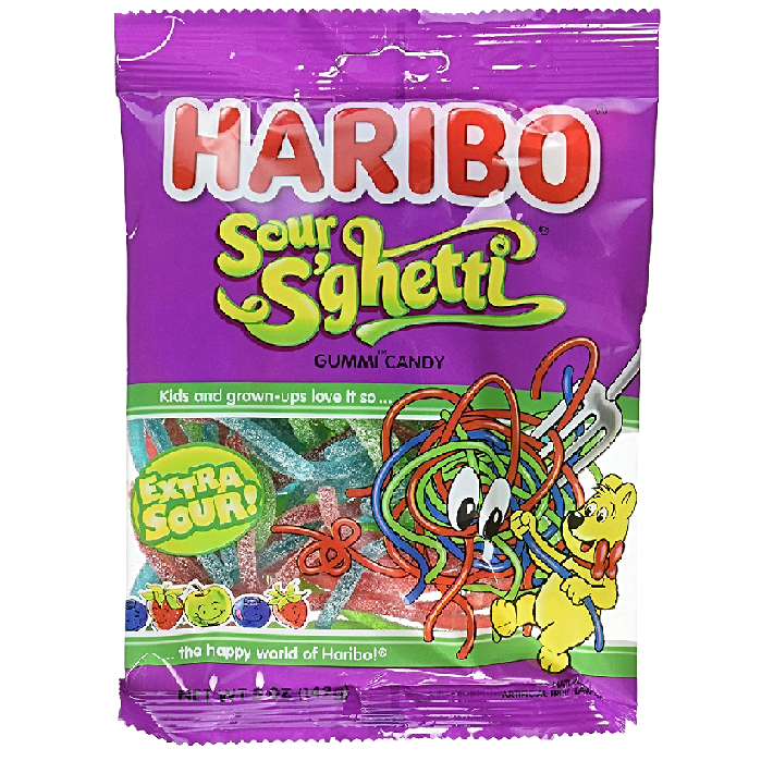 Haribo Gummi Sour S'ghetti-Half Nuts-Half Nuts