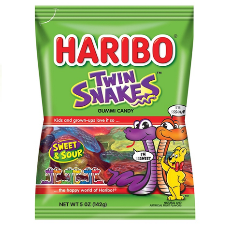 Haribo Gummi Twin Snakes-Half Nuts-Half Nuts