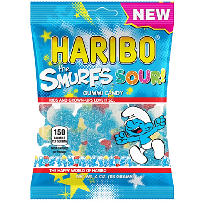 Haribo Gummi Smurfs Sour-Half Nuts-Half Nuts
