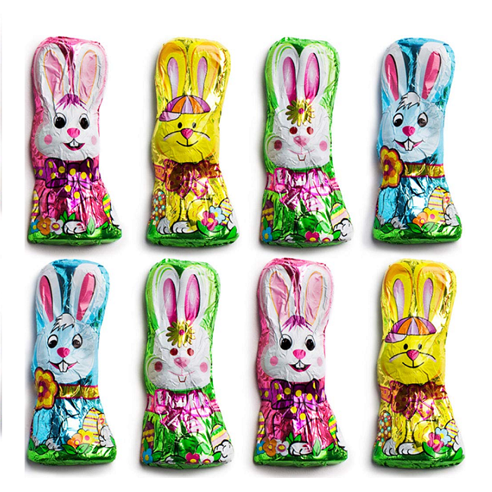 Madelaine Chocolate Foiled Squatty Bunny-Half Nuts-Half Nuts