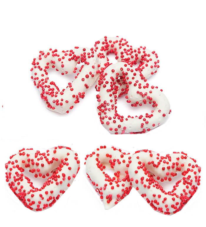 White Chocolate Valentine Pretzels-Half Nuts-Half Nuts