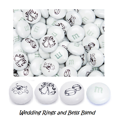 M&Ms - "Wedding Rings and Bells" Blend-Half Nuts-One Pound-Half Nuts