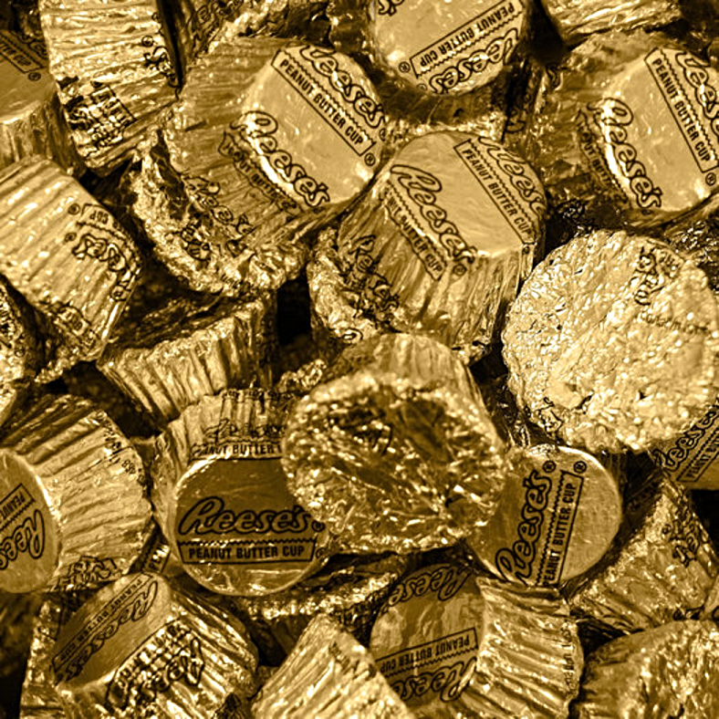 Reese's Peanut Butter Cup Gold Foiled Miniatures-Half Nuts-Half Nuts