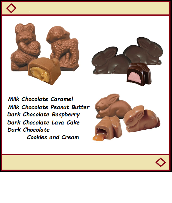 Chocolate Easter Minuette Smidgeons-Half Nuts-Milk Chocolate Caramel-Half Nuts