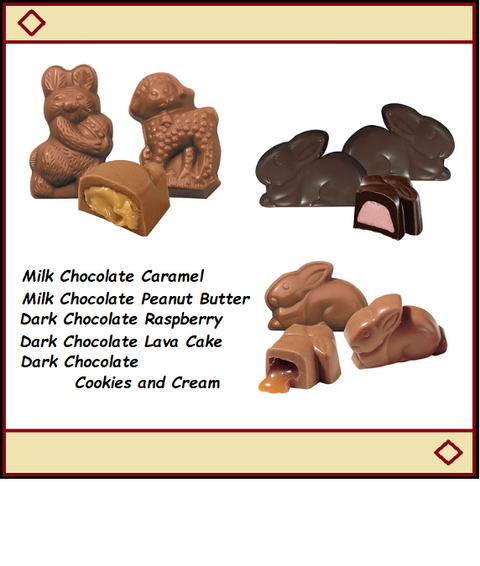 Chocolate Easter Minuettes-Half Nuts-Milk Chocolate Caramel-Half Nuts