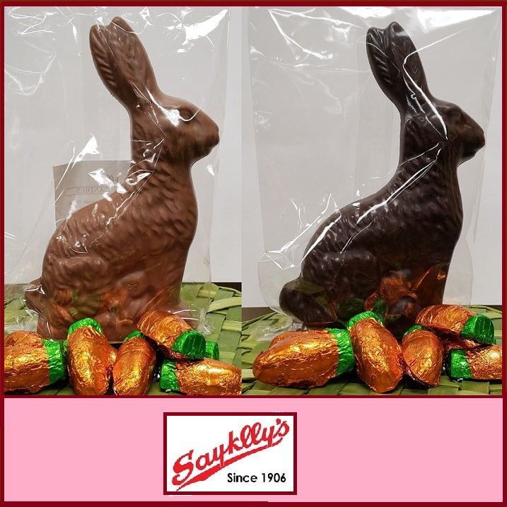 Sayklly's Candies Chocolate Easter Bunny-Half Nuts-One Pound-Milk-Half Nuts