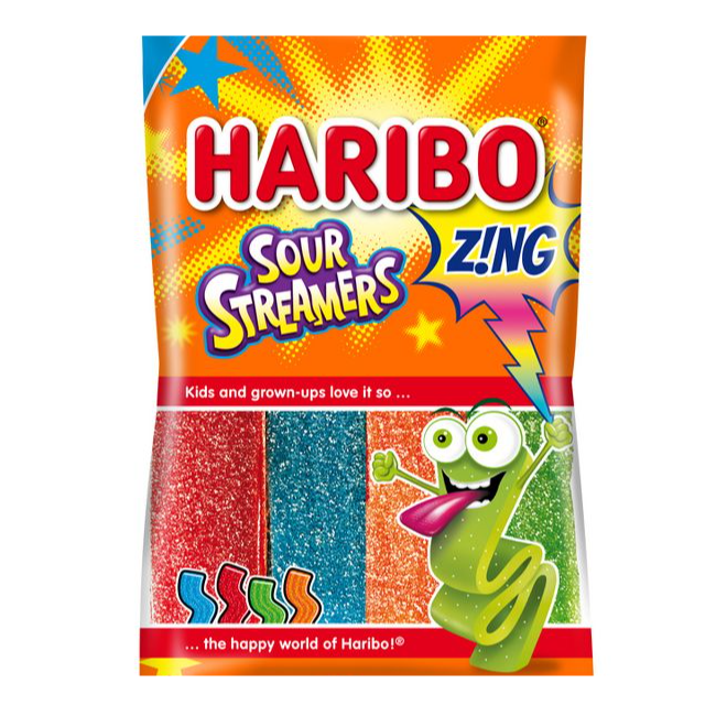 Haribo Gummi Sour Streamers – Half Nuts